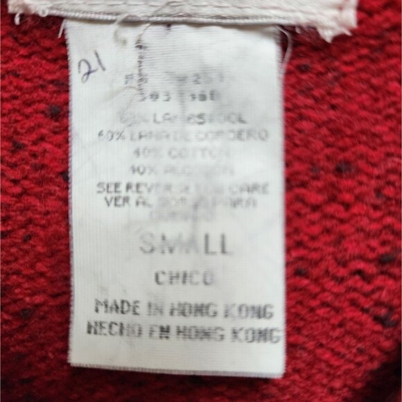 Pierre Cardin Vintage Sweater Vest Womens S Red Lambswool Cotton Knit V Neck - Picture 8 of 8